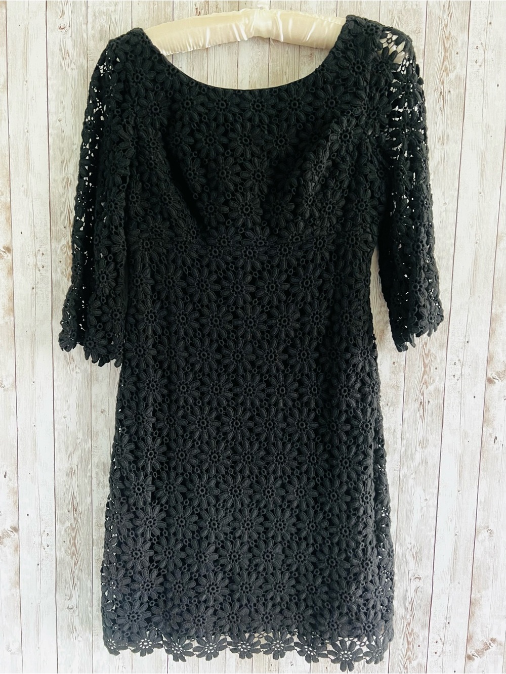 Lilly Pulitzer Shayna Black Floral Daisy Crochet Mini Dress Size 4